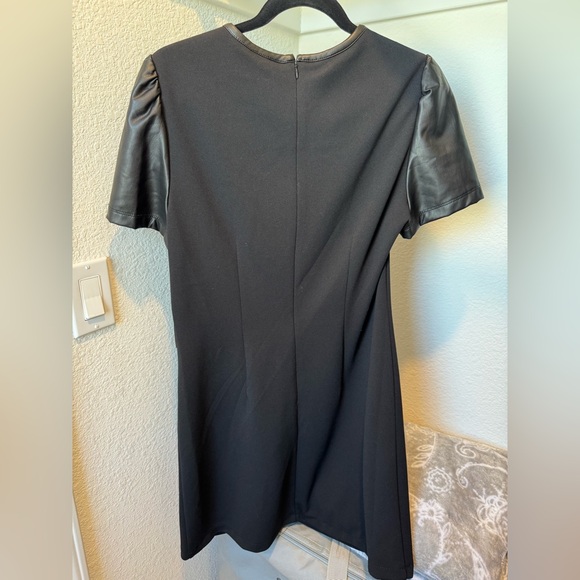 Nine West Black Mini Dress with Leather Sleeves - Picture 4 of 5